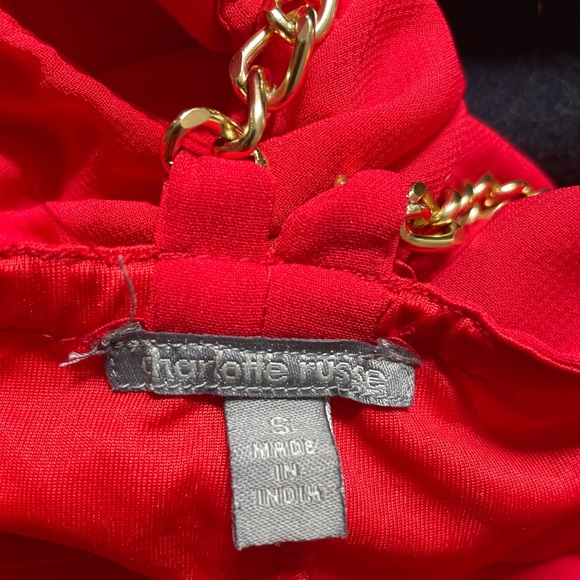 Women’s Red Blouse with Gold Chains - Picture 3 of 3